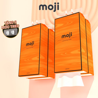 Thùng 4 bịch khăn giấy vệ sinh treo tường Moji tiện lợi giấy 4 lớp dai mềm mịn bằng bột gỗ nguyên sinh (TẶNG MÓC DÁN)