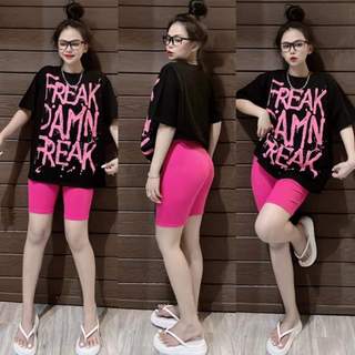 Bộ lửng ngố mix áo form rộng mặc nhà chất thun gân tăm lạnh co giản 4 chiều siêu cute