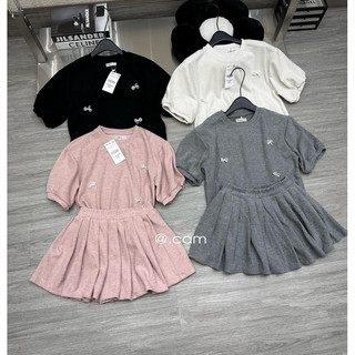 SET ÁO BABYDOLL ĐÍNH NƠ NGỌC CHÂN VÁY DẬP LI