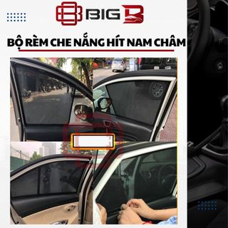 Bộ 4 Tấm Che Nắng Ô Tô Hít Nam Châm -CAO CẤP- Rèm Chắn Nắng Ô Tô Thiết Kế Theo Xe Chống tia UV tặng Bộ Đế Dính 3M BIG B