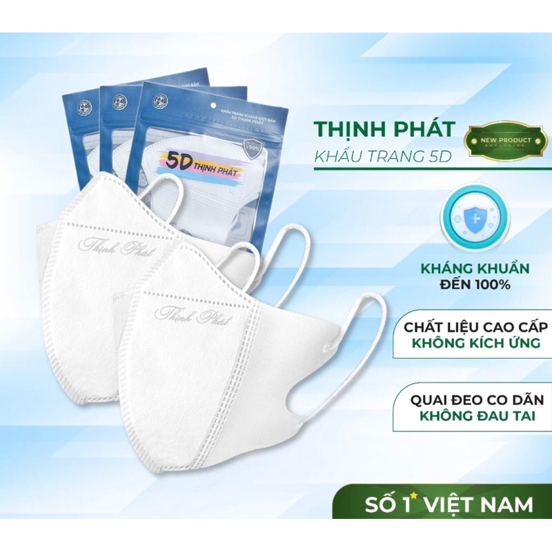Combo 50 Khẩu trang 5D & KF94 Thịnh Phát kháng khuẩn ôm mặt chống nắng thời trang