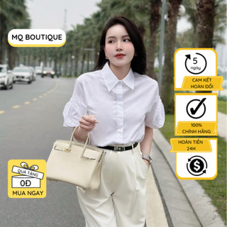 Áo cộc xếp bèo tay sơ mi nhiều màu vải von mềm mịn thiết kế lạ mắt cao cấp, áo sơ mi thiết kế MQ Boutique