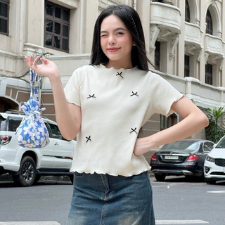 ÁO THUN BABY TEE ĐÍNH NƠ LUNG LINH CỰC XINH NT5N0