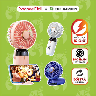 Quạt Mini Cầm Tay Tích Điện THE GARDEN,Pin Sạc 10.000mAh,5 Tốc Độ Gió, Có Đèn LED Hiển Thị Gập 90 Độ