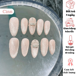 Nailbox thiết kế , móng tay giả đính chamr , móng úp thiết kế 10 móng thủ công , nail sơn gel