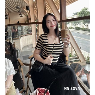Đầm kẻ Cổ U Phối Thô dáng MAxi Hót Trend 2024