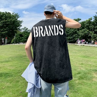 Áo thun ba lỗ loang BRANDS  unisex Local brand- Áo Ba lỗ wash đen Ullzang tay lỡ nam nữ Cotton Bii Shop.CLO.