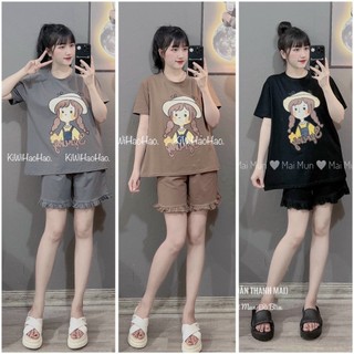 Bộ đồ bầu đùi lửng, chất lụa hàn mềm mát cho bà bầu mặc nhà mùa hè
