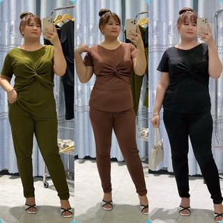 Sét Bộ Xoắn Eo Quần Dài Ống Ôm chất thun xốp nhật Bigsize Nữ 60-95kg