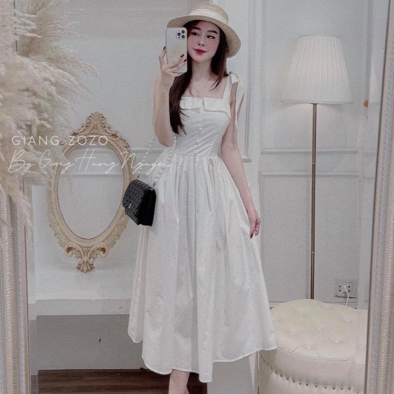 váy trắng buộc dây