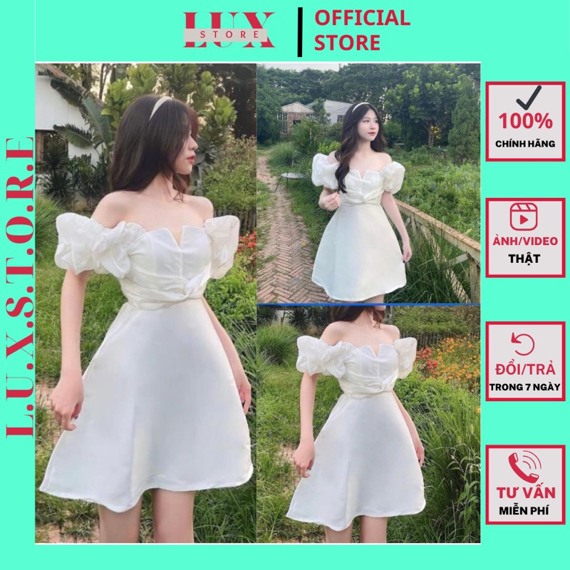 váy trắng tay bồng