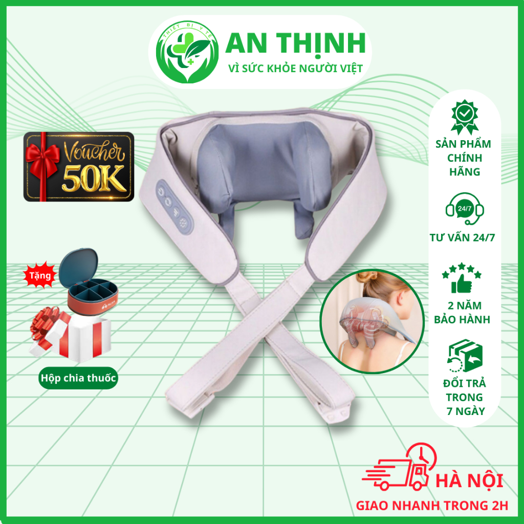 Đai massage cổ vai gáy PJ-5, máy mát xa cổ vai gáy đa năng, công nghệ chườm nóng, đấm bóp mới, nhiều chế độ massage