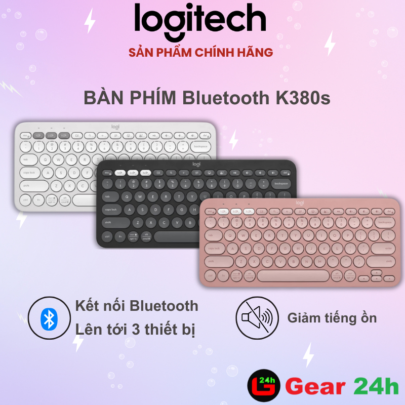 Bàn Phím Không Dây Bluetooth Logitech K380 / K380S Multi-Device ( Giảm ồn đa thiết bị, Mac/ PC)