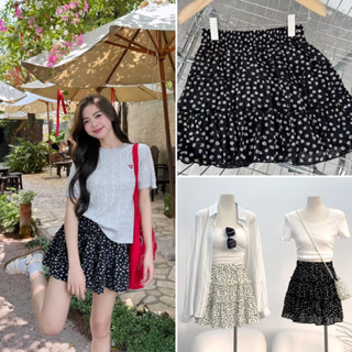 Chân váy hoa nhí xoè ngắn 3 tầng cute