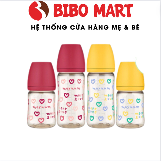 CHÍNH HÃNG  Bình Sữa MOYUUM Hoạ Tiết Trái Tim More Love Hàn Quốc 170ml