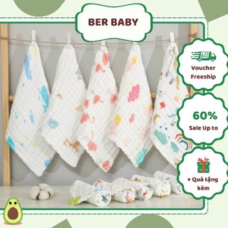 Set 5 khăn sữa sợi tre 6 lớp Kiluta mềm mịn siêu thấm hút cho bé