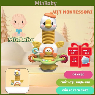 Đồ chơi cho bé sơ sinh Vịt Montessori để bàn ăn - Đồ chơi giáo dục sớm có nhạc phát triển giác quan và kỹ năng
