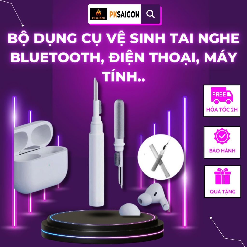 Bộ dụng cụ vệ sinh tai nghe bluetooth, điện thoại, máy tính, laptop đa năng 8 trong 1 PKSAIGON .
