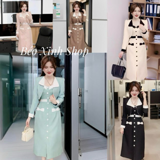 Set 2 Món Váy Dáng Dài Áo Khoác Ngoài Vải Cotton Lạnh Bigsize  50 - 100Kg Dễ Thương - A.1282