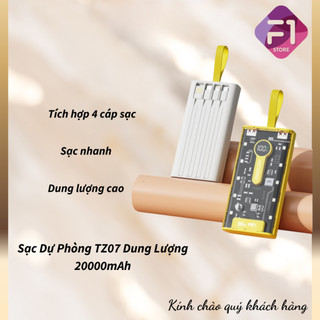 Sạc Dự Phòng Trong Suốt TZ07, F1 STORE Dung Lượng 20000mAh ,2 Cổng Sạc Nhanh 22.5w và PD 20W