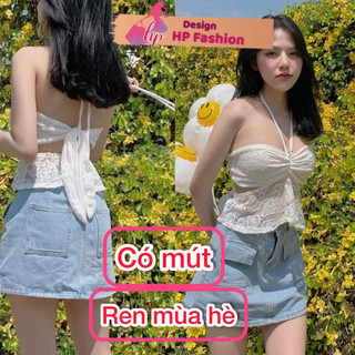 Áo ống cổ yêm body ren xuyên thấu hoạ tiết hở lưng có mút, áo kiểu nữ mùa hè đi chơi đi biển tôn dáng sang chảnh G823