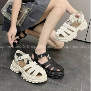 Sandal giọ tag thỏ tai bạc gót vuông fullbox hàng quảng châu cao cấp