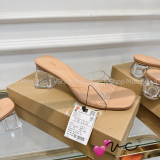 Guốc zara quai mica ngang gót vuông trong fullbox