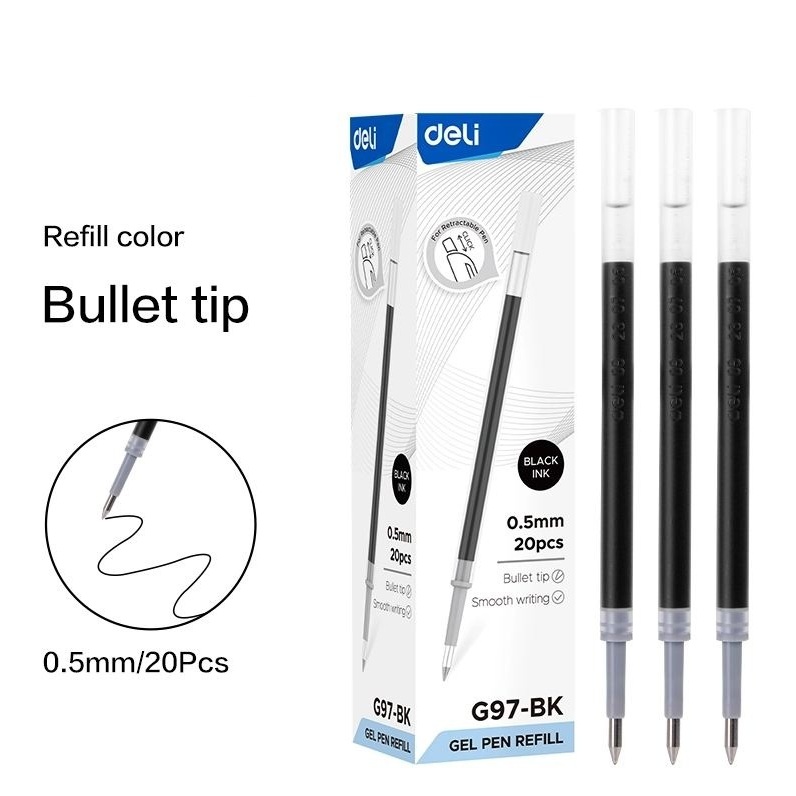 Ruột bút bi nước béo Deli G97-BL 0.5mm,Dùng cho bút bi M&G,Deli,Baoke....