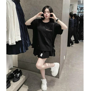 Sét áo thun vạt lệch kèm chân váy chất cotton khô sét váy tà đỏ phong cách hàn quốc camastore d492