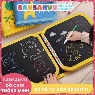 (TẶNG BÚT) Sổ vẽ tự xoá graffiti phát sáng cho bé mẫu mới tặng kèm bút và bông lau