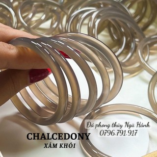 Vòng tay bản liền mã não khói bản nhỏ size 52-58mm