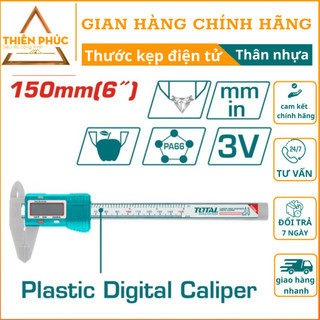 Thước kẹp điện tử total tmt331501, thước cặp thân nhựa phạm vi đo: 0-150mm, sử dụng pin 3a - chính hãng