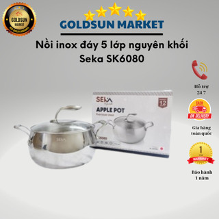 Nồi inox đáy 5 lớp nguyên khối Seka SK6080, nồi inox nguyên khối, dung tích 4l, bắt nhiệt tốt