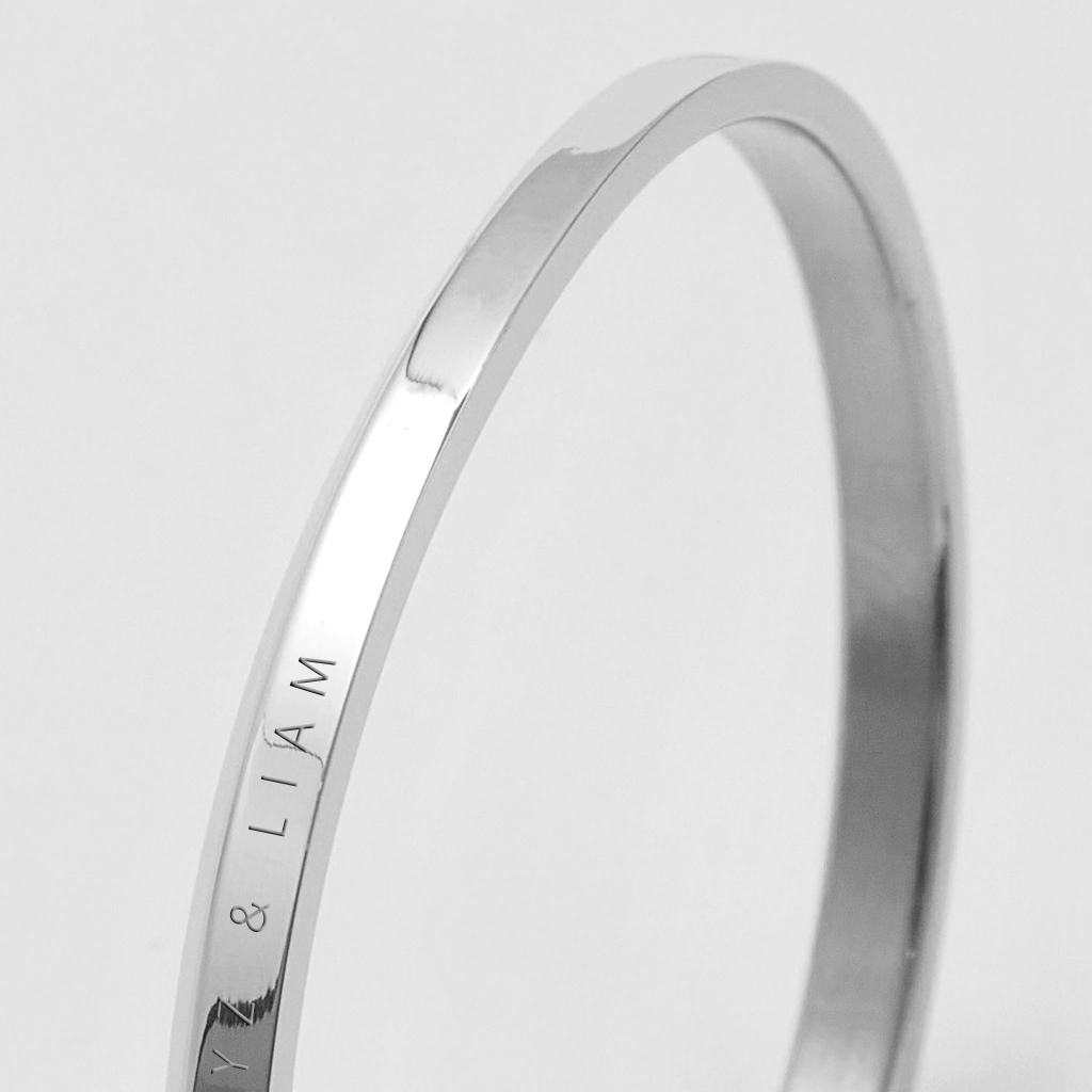 Vòng tay nam nữ Lyz and Liam Classic L&L Cuff Silver - Gift Box Hộp quà tặng nơ đỏ & khắc chữ theo yêu cầu