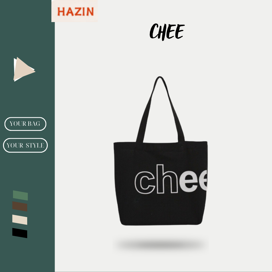 Túi tote Hazin vải canvas ulzzang unisex in chữ Cafe Kitsume' có khoá miệng ngăn phụ nhỏ HZ58