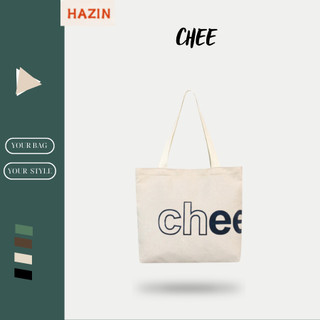 Túi tote HAZIN vải canvas ulzzang unisex in chữ có khoá miệng túi nhỏ bên trong HZ58
