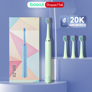 Bàn chải điện BOORUI Brz5 tự động đánh răng lông chải mềm, chống nước tuyệt đối Ipx7, bảo hành 6 tháng