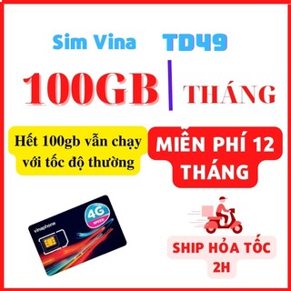 SIM 4G VINA Vào Mạng Miễn Phí Trọn Gói 1 Năm Không Lo Nạp Tiền Hàng Tháng Tặng 100GB x12 Tháng TD49 D500 Fhappy