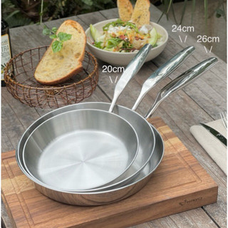 Chảo inox Kaiyo đúc nguyên khối Nhật Bản, chảo inox nông lòng 5 lớp inox 316 Premium Plain Frying Pan - Hàng chính hãng