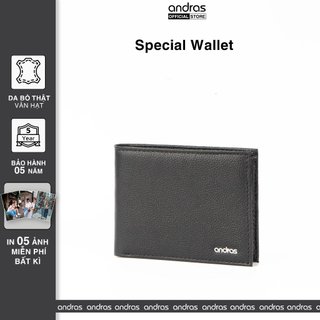 Ví nam da thật vân hạt gập đôi Bi-fold Special Wallet Andras Official Store, Bóp nam cao cấp da thật nhỏ gọn mini - V16