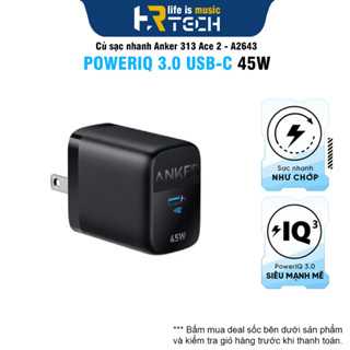 Sạc ANKER 313 ACE 2 1 Cổng USB-C PiQ 3.0 Tích Hợp PD/PPS A2643 Hỗ Trợ Sạc Nhanh Cho IP Samsung