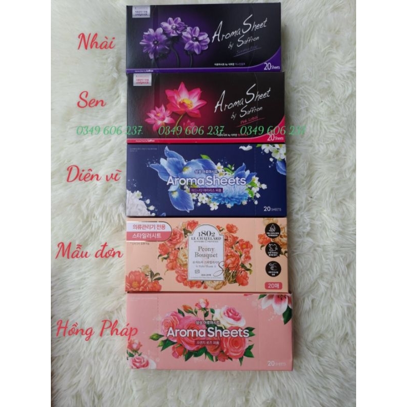 Combo 5 hộp giấy thơm Aroma dùng cho máy giặt khô LG styler Samsung airdresser, tủ chăm sóc giầy LG styler shoe care