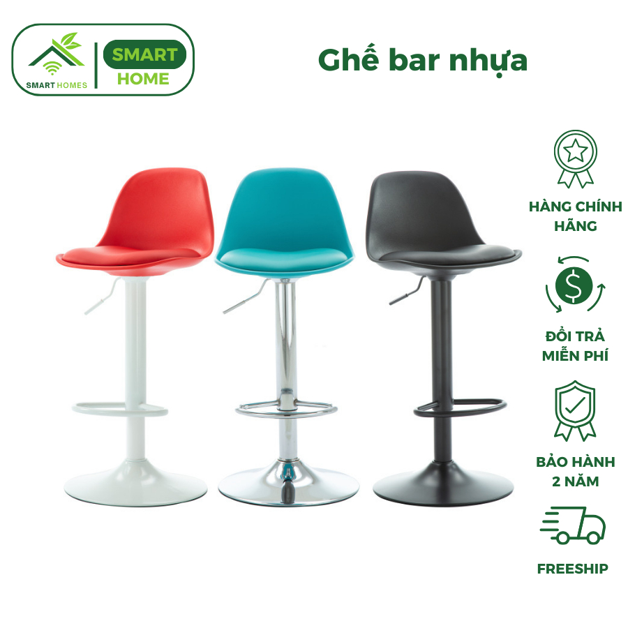 Ghế bar nhựa có đệm da SMARTHOMES gb08