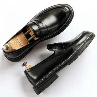Giày penny loafer black nam đế cao su tăng chiều cao 4cm giày tây đẹp trẻ trung màu đen cao cấp