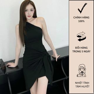 Đầm Body Lệch Vai Cách Điệu Cột Nơ Eo - M0858