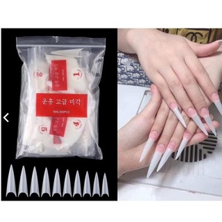 Móng nối nhọn Hàn Quốc - Túi 500 móng tip nhọn dài mẫu mới nhựa dẻo đủ size