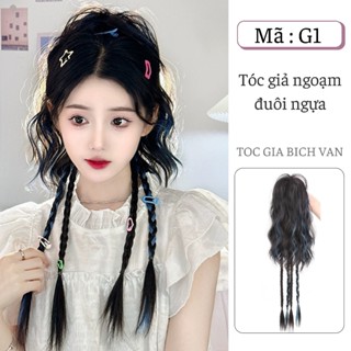 Tóc giả ngoạm đuôi ngựa , ngoạm tóc giả kèm đuôi tết bính