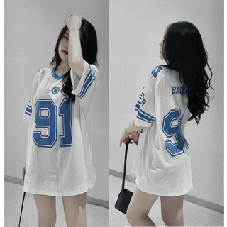 Áo Cộc tay Lỡ, Áo số 91, Áo Thun số Cotton 100% in số 2 mặt, Áo Rộng Chùm Mông số, Áo Đen Trắng UniSex Basic- AS91