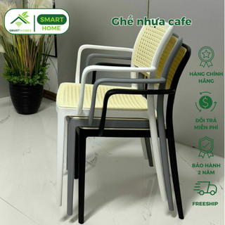 Ghế HOL giả mây có tay Gn3- Ghế nhựa cafe, văn phòng, ghế ăn, đúc nguyên khối giá tốt HEALHOMES
