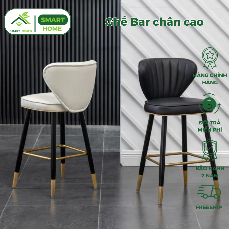 Ghế bar chân cao, ghế quầy bar, Ghế makeup, ghế ngồi bàn thu ngân hàng nhập khâu cao cấp SMARTHOMES